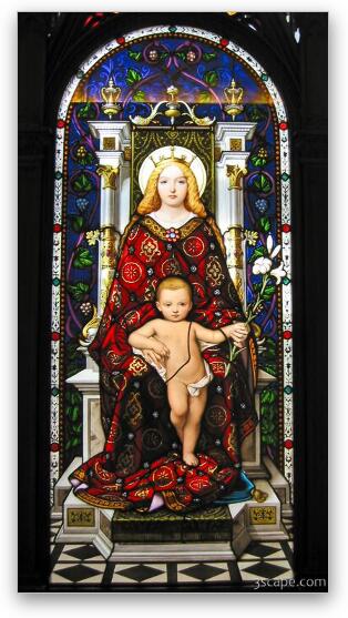 Stained Glass of Virgin Mary Fine Art Metal Print