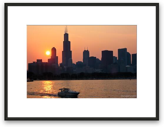 Chicago Skyline with boat Framed Fine Art Print