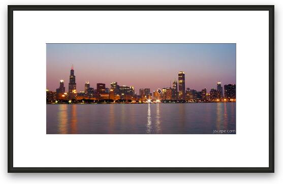 Chicago Skyline at dusk Framed Fine Art Print