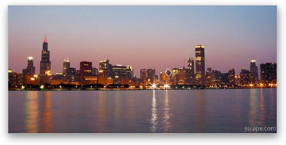 Chicago Skyline at dusk Fine Art Metal Print