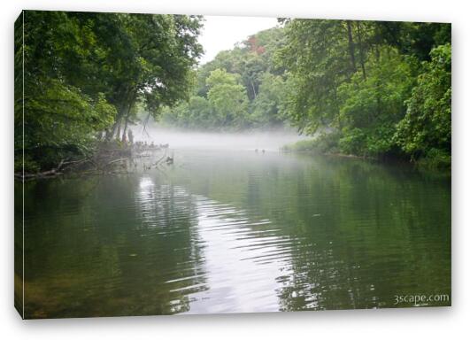 Foggy morning on the river Fine Art Canvas Print