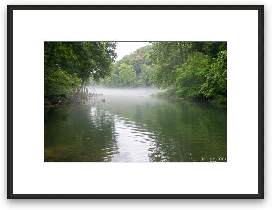 Foggy morning on the river Framed Fine Art Print