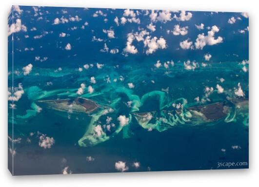 A view of the Bahamas from the air. Fine Art Canvas Print