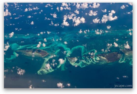 A view of the Bahamas from the air. Fine Art Metal Print