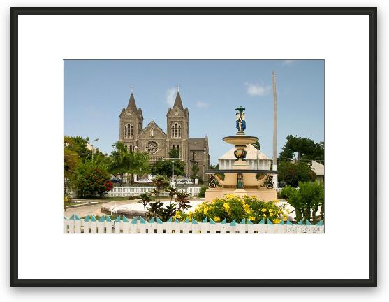 Catholic church and Independence Square, Basseterre Framed Fine Art Print