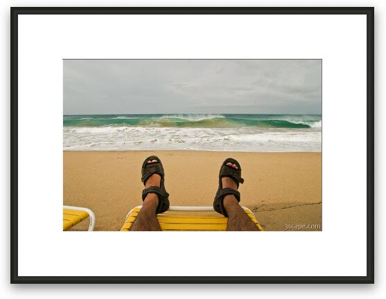 Adam relaxing and watching the waves Framed Fine Art Print