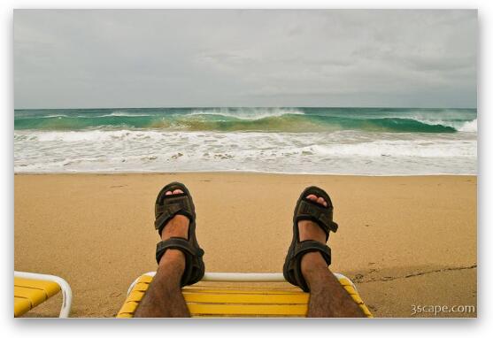 Adam relaxing and watching the waves Fine Art Metal Print