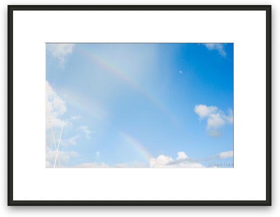 Double rainbow and moon Framed Fine Art Print