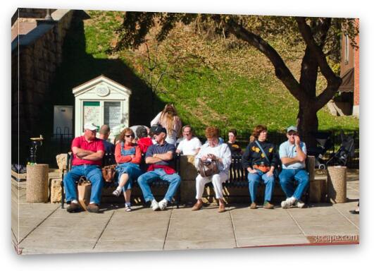 Tired shoppers - People sitting on a bench Fine Art Canvas Print