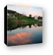 Barn, pond, sky at sunset Canvas Print