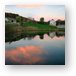 Barn, pond, sky at sunset Metal Print