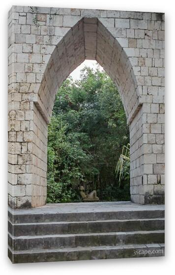 Mayan ruins, arched doorway or gate Fine Art Canvas Print