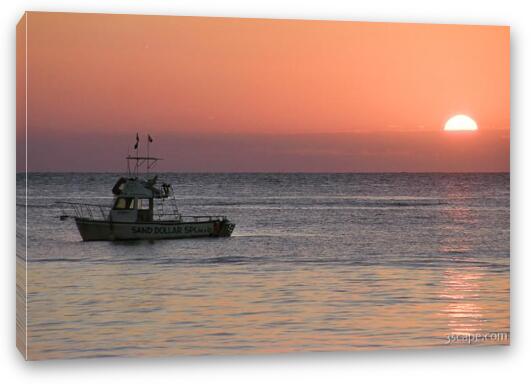 Sunset and dive boat Fine Art Canvas Print