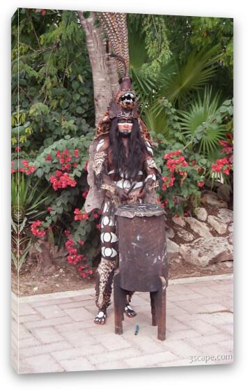 Authentic Mayan performer at Xel-Ha Fine Art Canvas Print