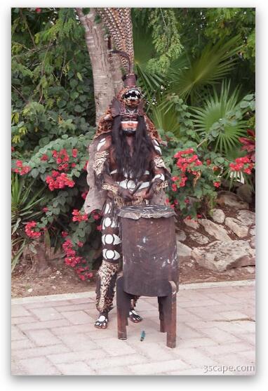 Authentic Mayan performer at Xel-Ha Fine Art Print