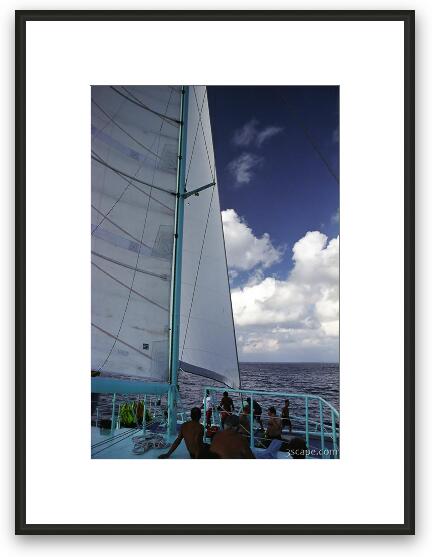 Sailing on the Reef Explorer catamaran Framed Fine Art Print