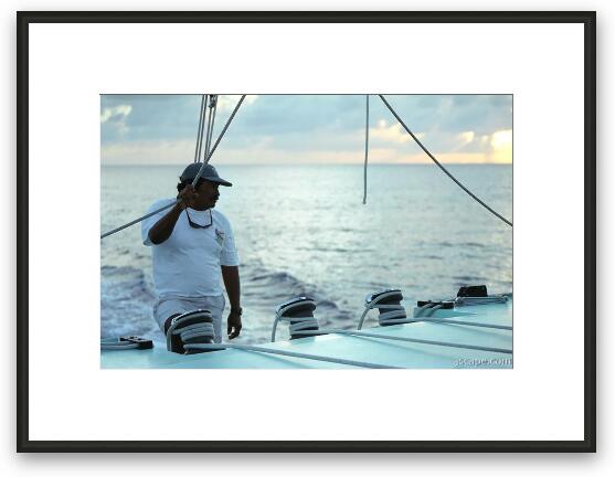 Captain of the catamaran Framed Fine Art Print