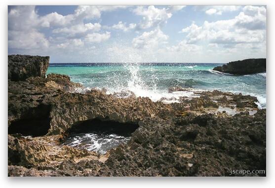 The Atlantic side of Cozumel is rocky with many natural bridges Fine Art Metal Print