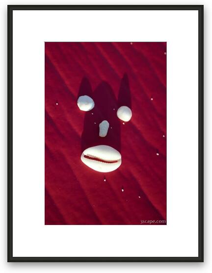 I created this face from shell and coral fragments Framed Fine Art Print