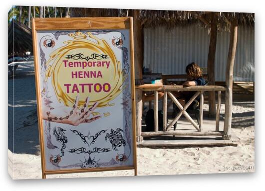 Temporary tattoos right on the beach! Fine Art Canvas Print