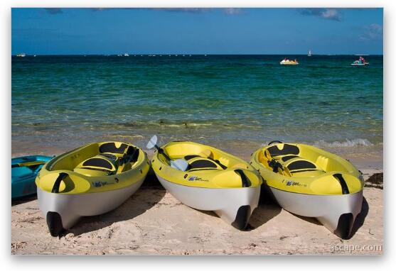 Kayaks were available at most resorts Fine Art Print
