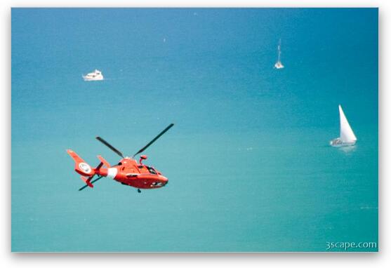 Coast Guard Rescue Helicopter Fine Art Metal Print