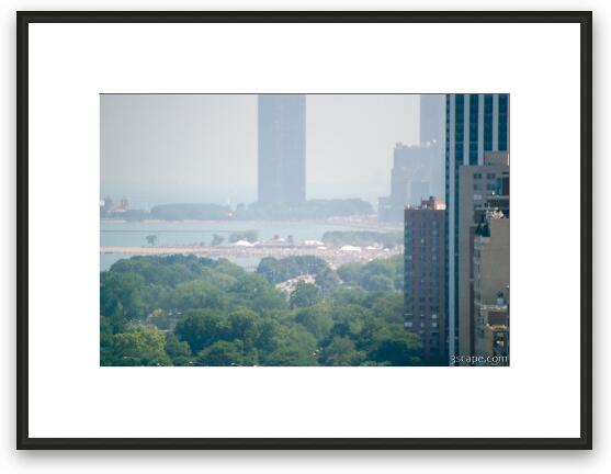 Huge crowds of people around North Ave. Beach Framed Fine Art Print