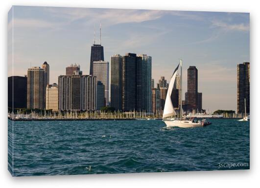 Sailboat and Chicago Skyline Fine Art Canvas Print