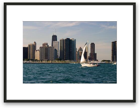Sailboat and Chicago Skyline Framed Fine Art Print