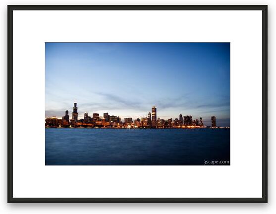 Sunset behind Chicago Skyline Framed Fine Art Print