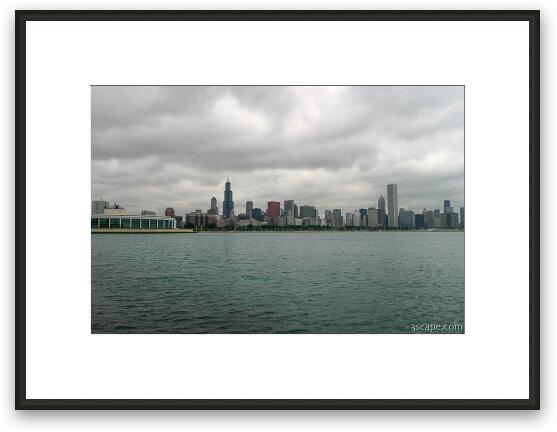 Shedd Aquarium and Skyline on a cloudy day Framed Fine Art Print