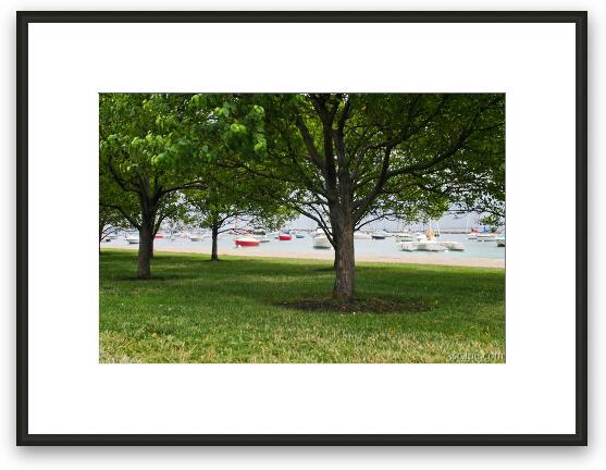 Trees and boats Framed Fine Art Print