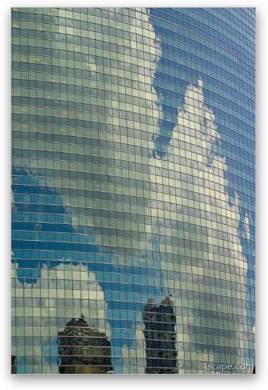 Reflective glass on 333 West Wacker Building Fine Art Metal Print
