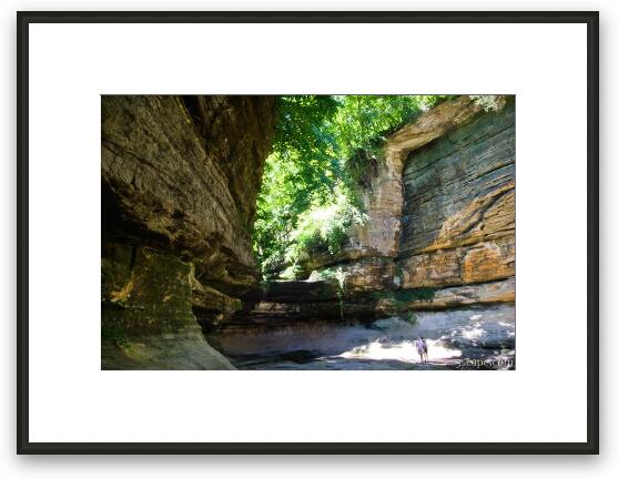 Some people checking out the canyons in Starved Rock Framed Fine Art Print