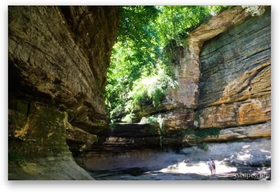 Some people checking out the canyons in Starved Rock Fine Art Metal Print