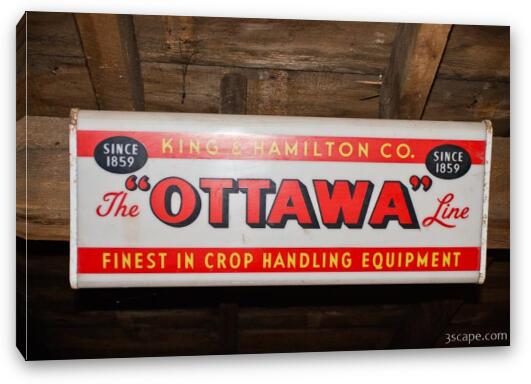 The Ottawa Line, old farm equipment sign Fine Art Canvas Print