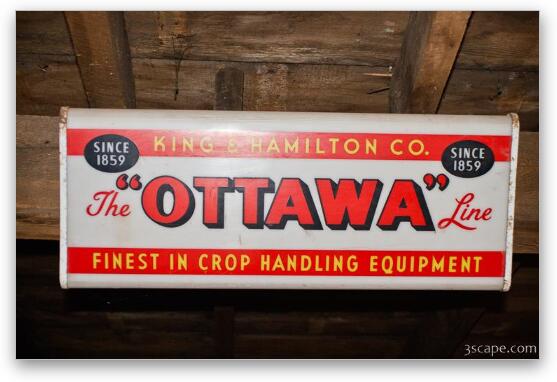 The Ottawa Line, old farm equipment sign Fine Art Metal Print