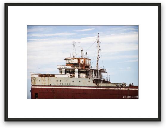 L.E. Block - Rusted out frieghter in Escanaba, MI Framed Fine Art Print