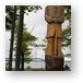 Wood statue of Alexander Henry, and Mackinac Bridge Metal Print