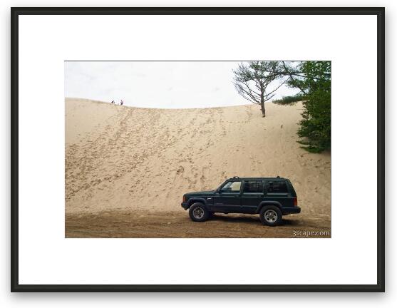 My Jeep by the dunes Framed Fine Art Print