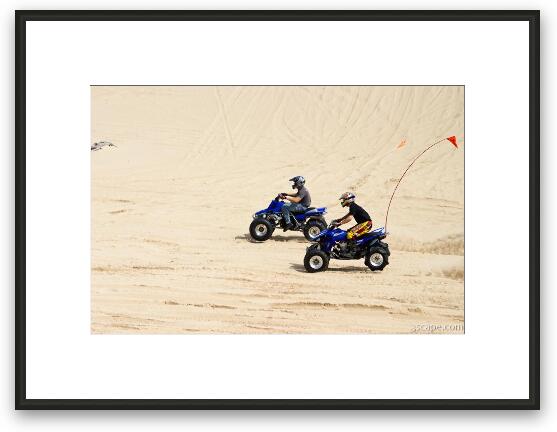 Quads riding in dunes Framed Fine Art Print