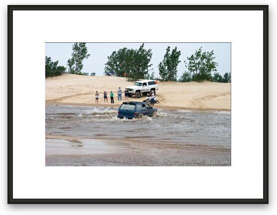 Jeeping in the dune lake Framed Fine Art Print