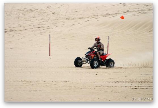 Quad ATV riding in dunes Fine Art Print