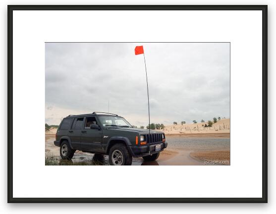 My Jeep in some standing water. Framed Fine Art Print