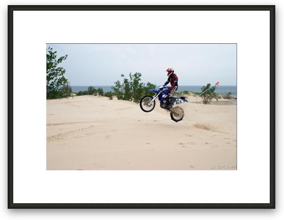 Motorbiking the dunes Framed Fine Art Print