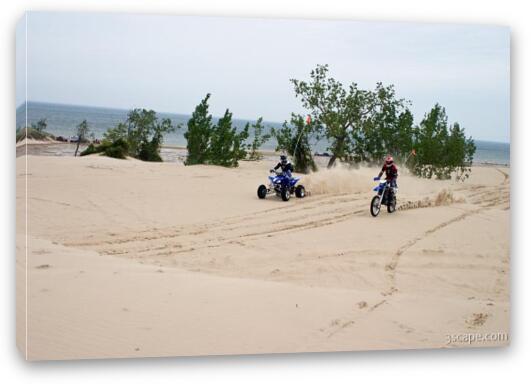 Motorbiking the dunes Fine Art Canvas Print