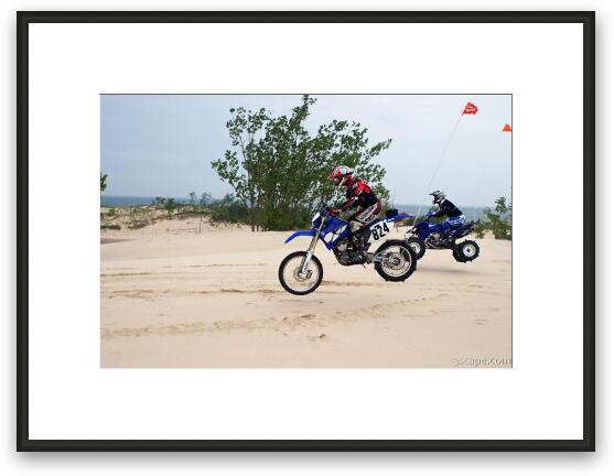 Motorbiking the dunes Framed Fine Art Print