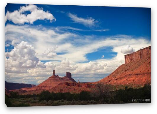 Castle Valley with Castle Rock, Priest and Nuns in the distance Fine Art Canvas Print