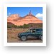 Jeep near Priest and Nuns (left), Castle Rock (Castleton Tower) on right Art Print