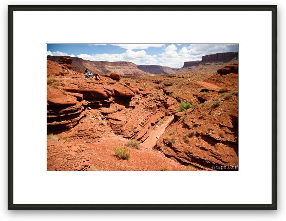 Road to the right and left around canyon Framed Fine Art Print